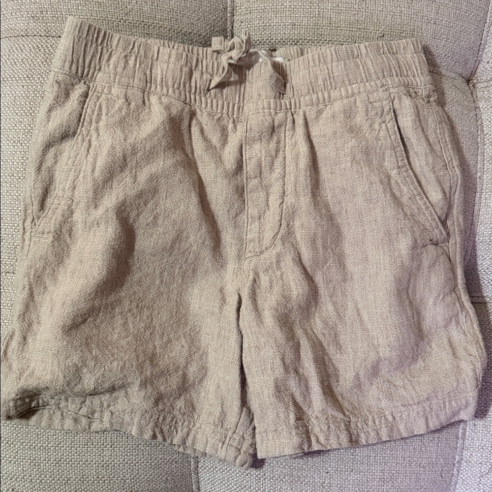 abercrombie kids Beige Linen-Blend Drawstring Shorts